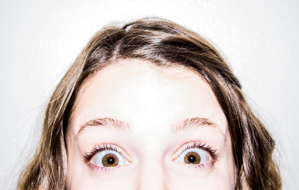 Close-up of excited, curious woman's eyes. From Pexels.